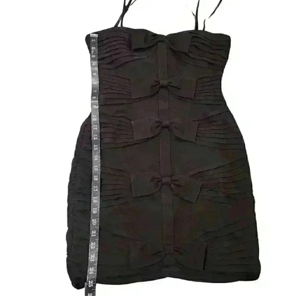 BCBGMAXAZRIA Sabrinna Strapless Black Crepe Ruched Bow Tie Dress, Size 6; $378 - Picture 6 of 12